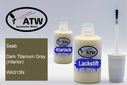 Saab, Dark Titanium Gray (Interior), WA313N: 20ml Lackstift + 20ml Klarlack - Set, von ATW Autoteile West.